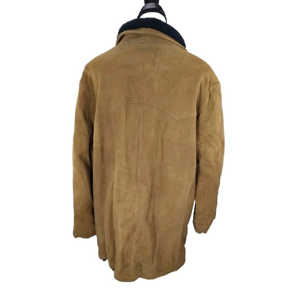 Vtg Retro BB Lorry Repurpose Shearling Coat Mens SZ 42 Regular Brown Lamb Suede - Picture 2 of 16